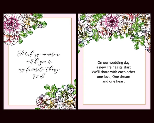 ビンテージ スタイルの花愛カードは 色に設定します 花の要素とフレーム — ストックベクタ