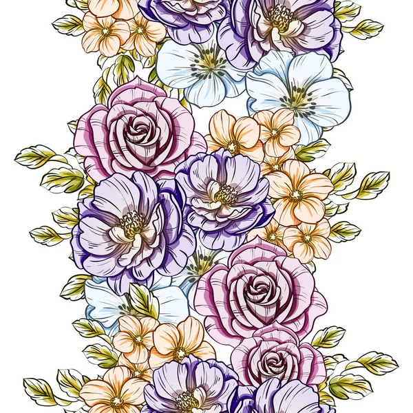 Sorunsuz vintage tarzı çiçek deseni. Renkli çiçek öğeleri