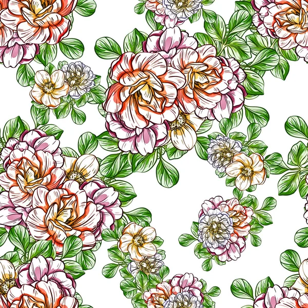 Nahtlose Blumenmuster Vintage Stil Florale Elemente Farbe — Stockvektor