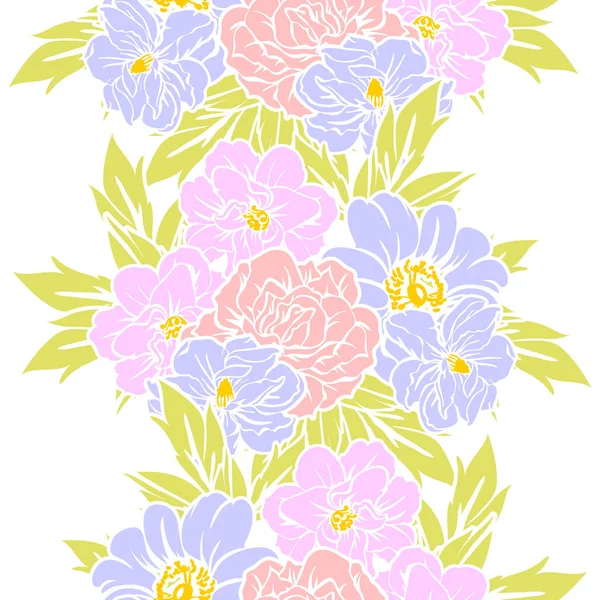 Seamless Vintage Style Bright Flower Pattern Floral Elements Color — Stock Vector