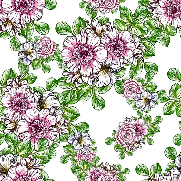 Nahtlose Blumenmuster Vintage Stil Florale Elemente Farbe — Stockvektor