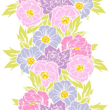 Sorunsuz vintage tarzı parlak çiçek deseni. Renkli çiçek öğeleri