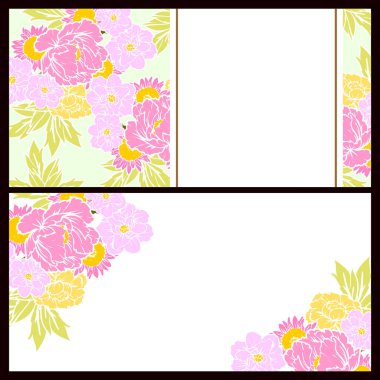 Vintage tarzı çiçek düğün kartları parlak renkte ayarlayın. Çiçek öğeleri ve çerçeveler.