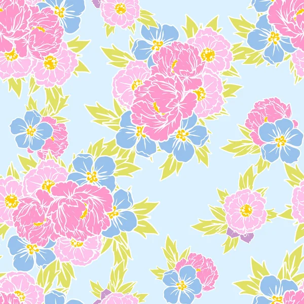 Naadloze Vintage Stijl Heldere Bloemenpatroon Floral Elementen Kleur — Stockvector