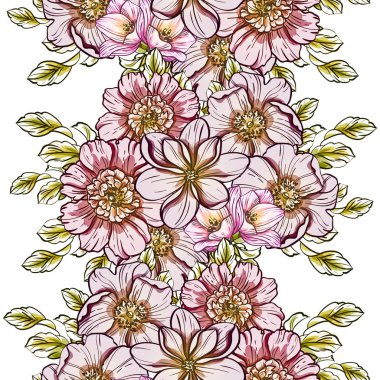 Sorunsuz vintage tarzı çiçek deseni. Renkli çiçek öğeleri