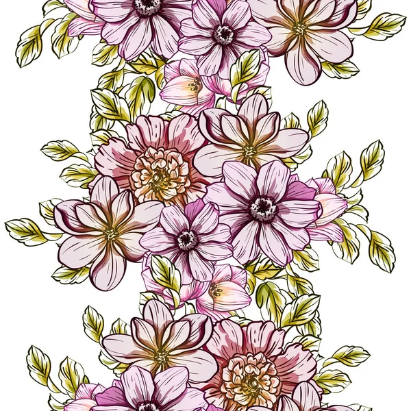 Sorunsuz vintage tarzı çiçek deseni. Renkli çiçek öğeleri