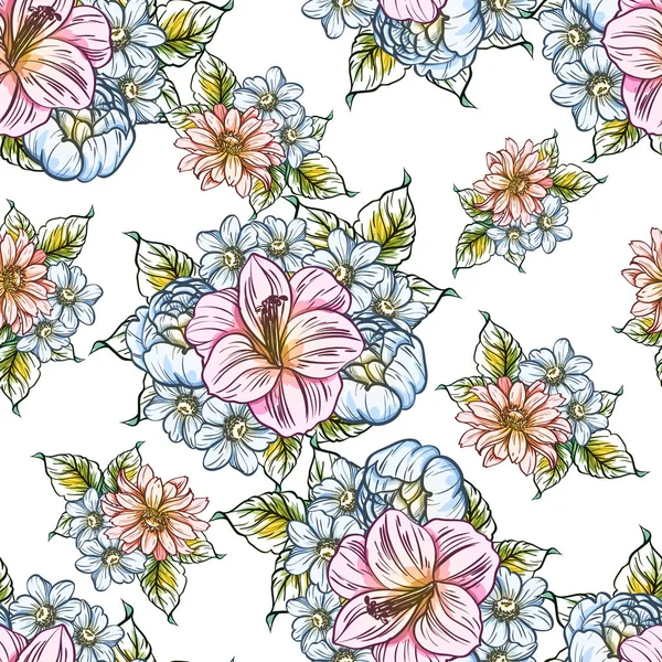 Kwiatki Jasne Streszczenie Styl Vintage Kwiatowy Elementy Kolorze — Wektor stockowy