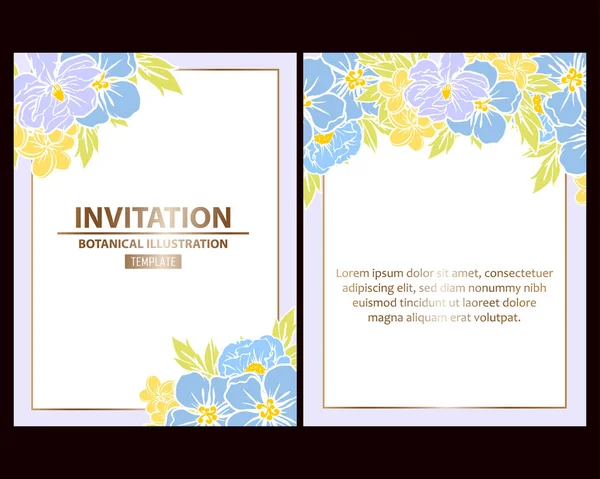 ヴィンテージスタイルの花の結婚式カードセット 花の要素とフレーム — ストックベクタ