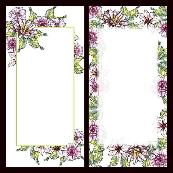 Style Vintage Cartes Mariage Fleurs Ensemble Eléments Floraux Cadres — Image vectorielle