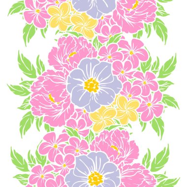 Sorunsuz vintage tarzı çiçek deseni. Renkli çiçek öğeleri