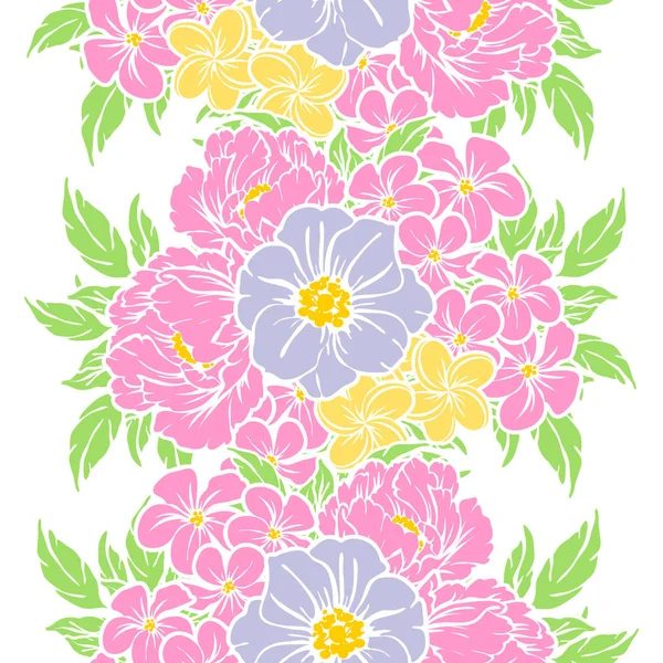 Patrón Flores Estilo Vintage Sin Costuras Elementos Florales Color — Vector de stock