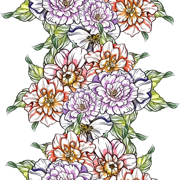 Naadloze Vintage Stijl Bloemenpatroon Floral Elementen Kleur — Stockvector