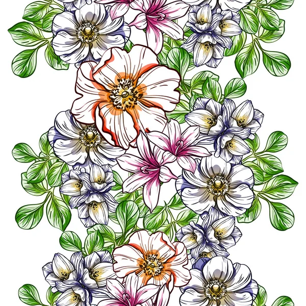 Naadloze Vintage Stijl Bloemenpatroon Floral Elementen Kleur — Stockvector