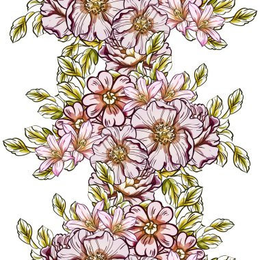 Sorunsuz vintage tarzı çiçek deseni. Renkli çiçek öğeleri
