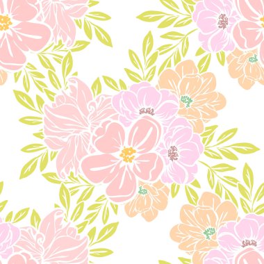 Sorunsuz vintage tarzı çiçek deseni. Renkli çiçek öğeleri