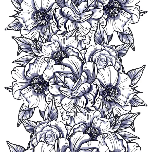 Sorunsuz vintage tarzı tek renkli renkli çiçek deseni. Çiçek öğeleri.