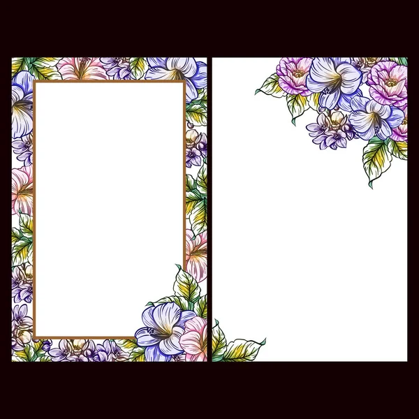 Vintage Style Flower Wedding Cards Set Floral Elements Frames — Stock Vector