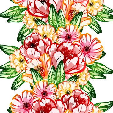 Sorunsuz vintage tarzı çiçek deseni. Renkli çiçek öğeleri