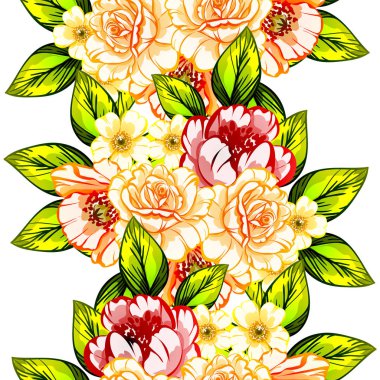 Sorunsuz vintage tarzı çiçek deseni. Renkli çiçek öğeleri