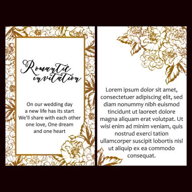 Vintage tarzı çiçek düğün kartları ayarlayın. Tek renkli renkli çiçek öğeleri ve çerçeveler.