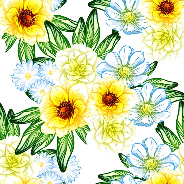 Sorunsuz vintage tarzı çiçek deseni. Renkli çiçek öğeleri
