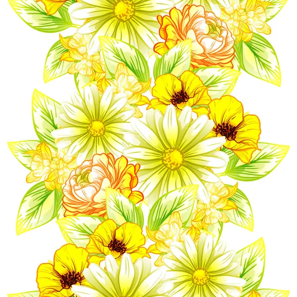 Sorunsuz vintage tarzı çiçek deseni. Renkli çiçek öğeleri