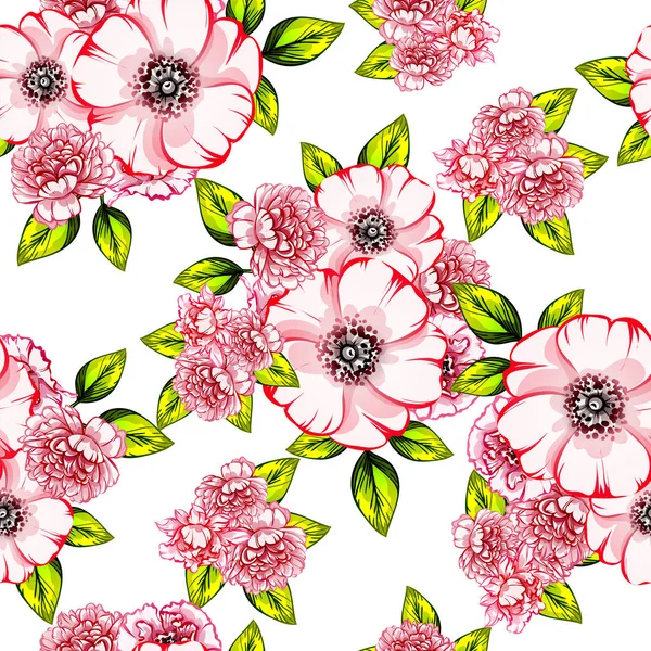 Sorunsuz vintage tarzı çiçek deseni. Renkli çiçek öğeleri