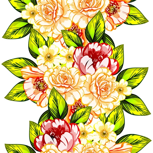 Sorunsuz vintage tarzı çiçek deseni. Renkli çiçek öğeleri
