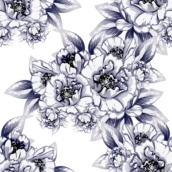 Sorunsuz vintage tarzı tek renkli renkli çiçek deseni. Çiçek öğeleri.