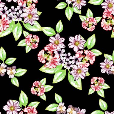 Sorunsuz vintage tarzı çiçek deseni. Renkli çiçek öğeleri