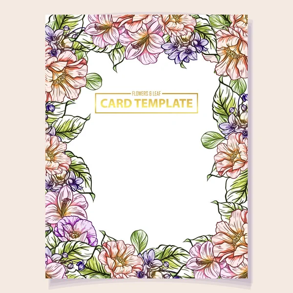 Tarjeta Invitación Color Patrón Flores Estilo Vintage Elementos Florales Color — Vector de stock