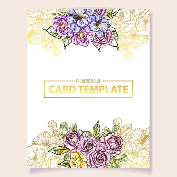 Tarjeta Invitación Color Patrón Flores Estilo Vintage Elementos Florales Color — Vector de stock