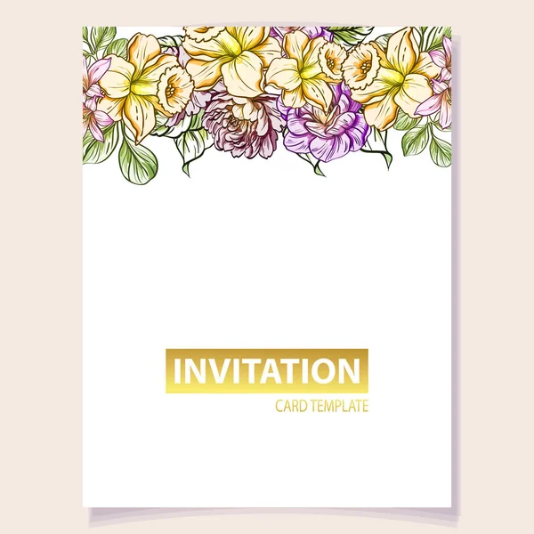 Tarjeta Invitación Color Patrón Flores Estilo Vintage Elementos Florales Color — Vector de stock