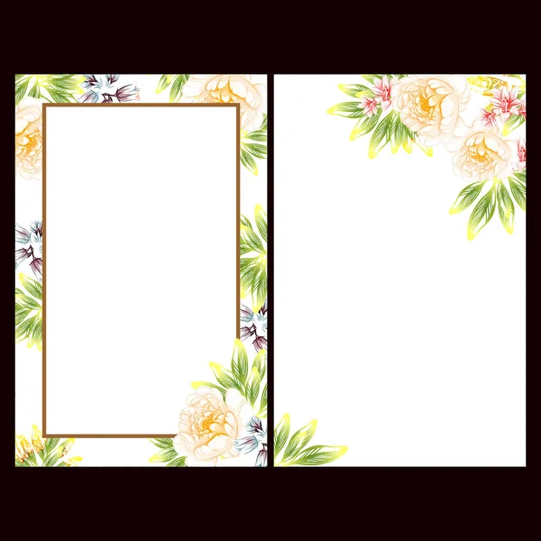 Vintage Style Flower Wedding Cards Set Floral Elements Frames — Stock Vector