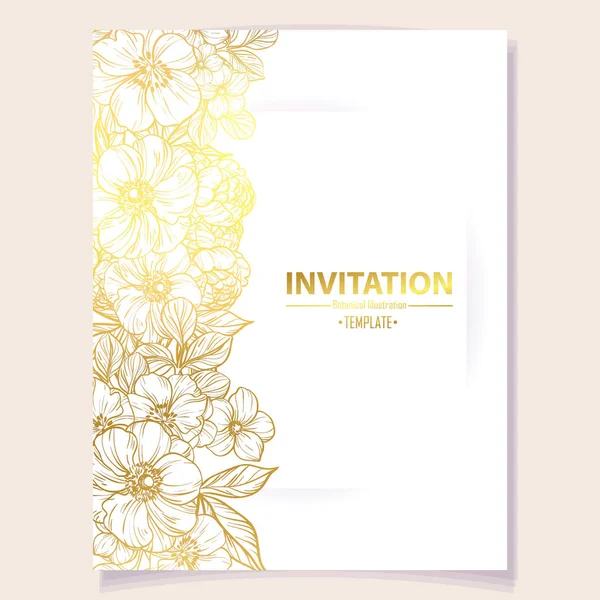 Colored Invitation Card Vintage Style Flower Pattern Floral Elements Color — Stock Vector