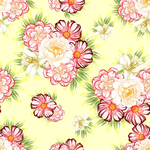 Naadloze Vintage Stijl Bloemenpatroon Floral Elementen Kleur — Stockvector