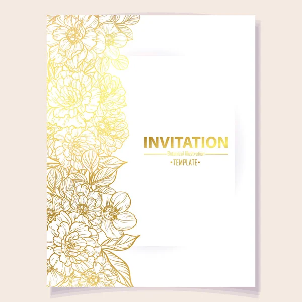 Colored Invitation Card Vintage Style Flower Pattern Floral Elements Color — Stock Vector