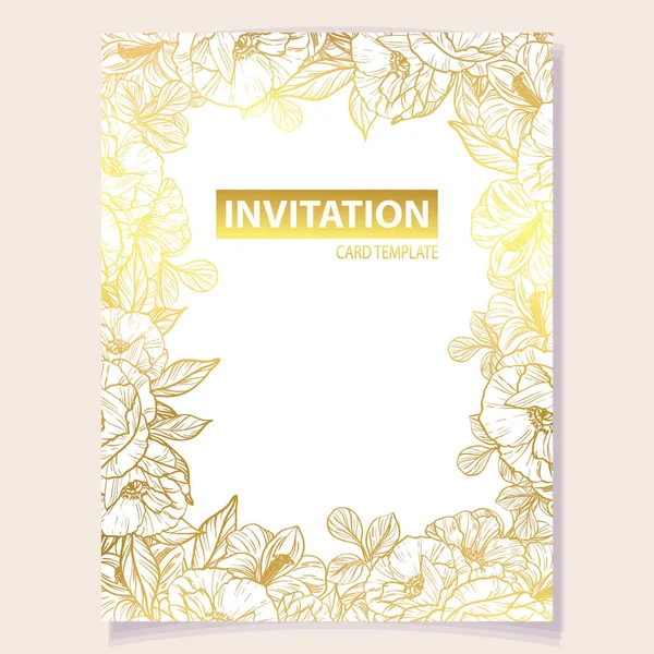 Carte Invitation Colorée Motif Fleurs Style Vintage Éléments Floraux Couleur — Image vectorielle