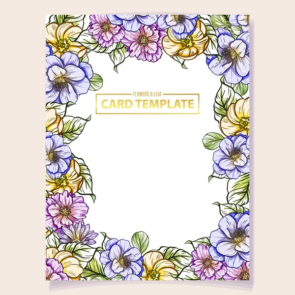 Cartão Convite Colorido Padrão Flor Estilo Vintage Elementos Florais Cores —  Vetores de Stock