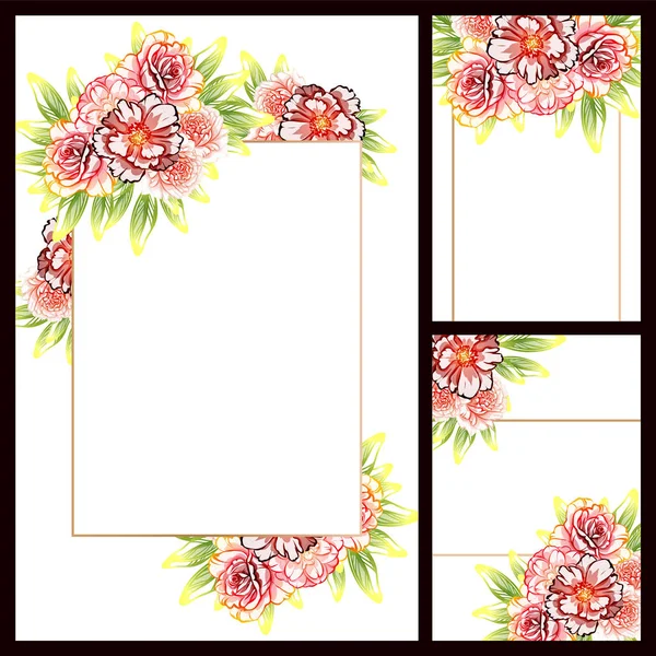 Style Vintage Cartes Mariage Fleurs Ensemble Eléments Floraux Cadres — Image vectorielle