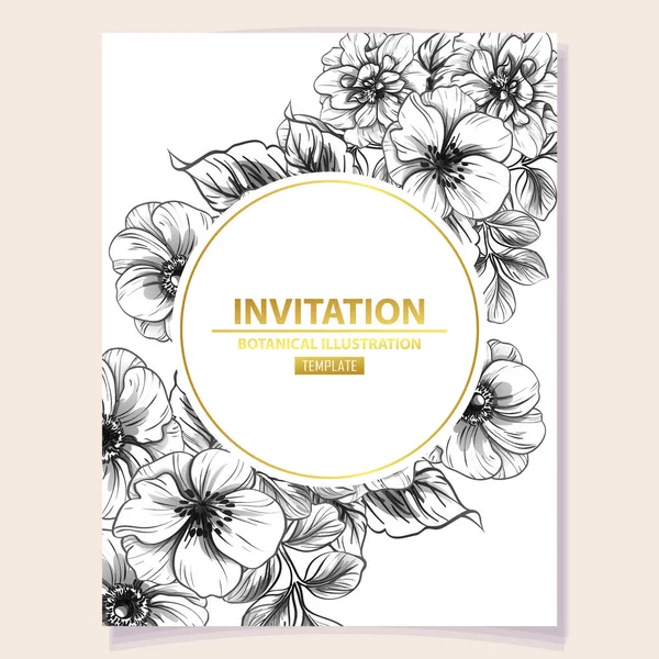 Colored Invitation Card Vintage Style Flower Pattern Floral Elements Color — Stock Vector