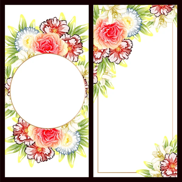 Conjunto Tarjetas Boda Flores Estilo Vintage Elementos Marcos Florales — Archivo Imágenes Vectoriales