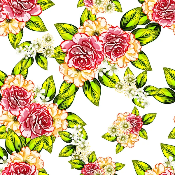 Patrón Flores Estilo Vintage Sin Costuras Elementos Florales Color — Vector de stock