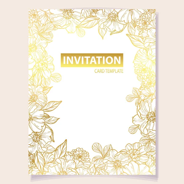 Colored Invitation Card Vintage Style Flower Pattern Floral Elements Color — Stock Vector