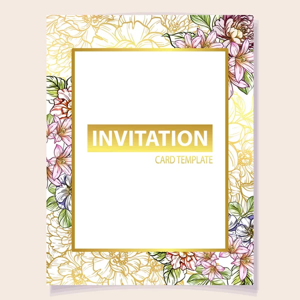 Farbige Einladungskarte Blumenmuster Vintage Stil Florale Elemente Farbe — Stockvektor