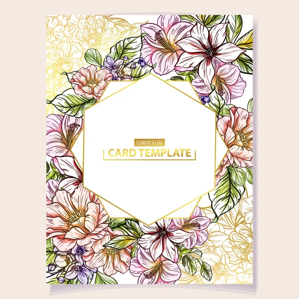Farbige Einladungskarte Blumenmuster Vintage Stil Florale Elemente Farbe — Stockvektor
