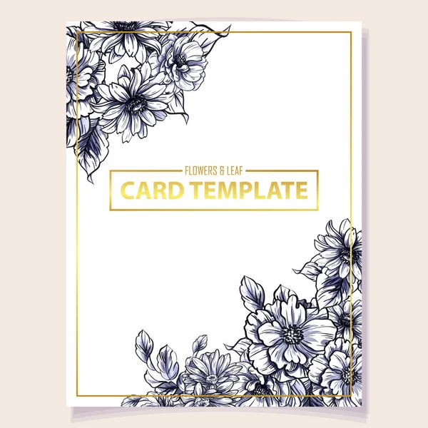 Carte Invitation Colorée Motif Fleurs Style Vintage Éléments Floraux Couleur — Image vectorielle