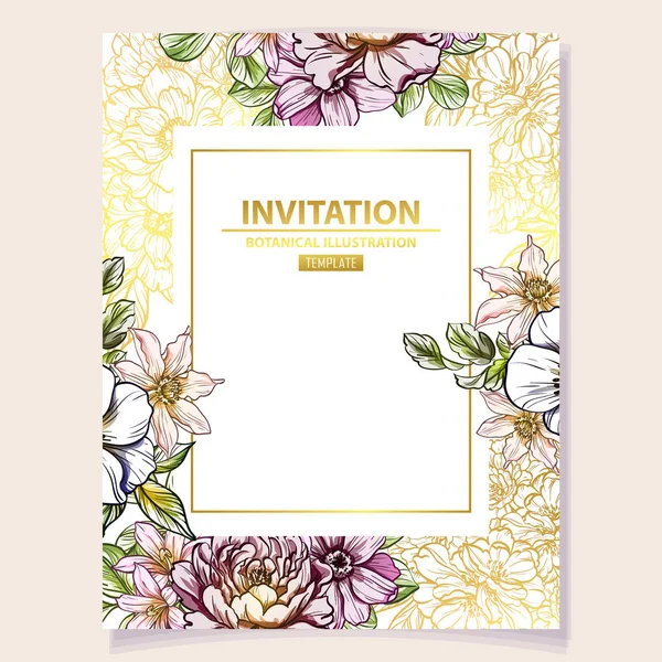 Cartão Convite Colorido Padrão Flor Estilo Vintage Elementos Florais Cores —  Vetores de Stock