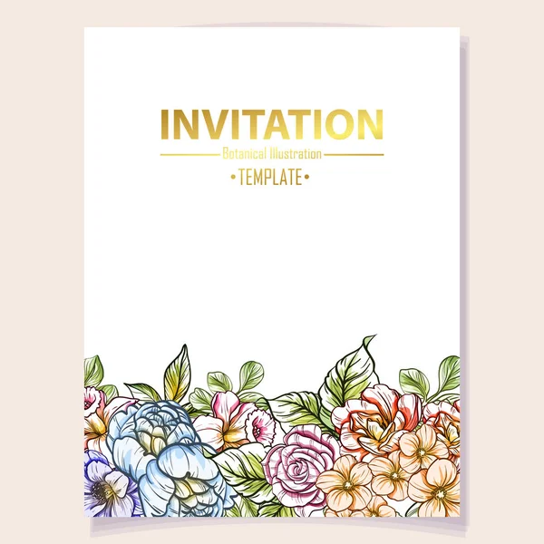 Tarjeta Invitación Color Patrón Flores Estilo Vintage Elementos Florales Color — Vector de stock