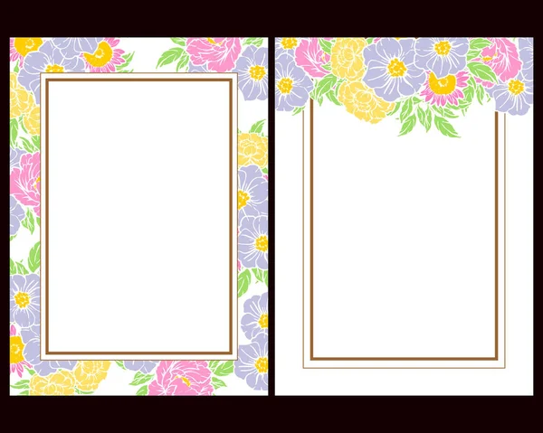 Conjunto Tarjetas Boda Flores Estilo Vintage Elementos Marcos Florales — Archivo Imágenes Vectoriales